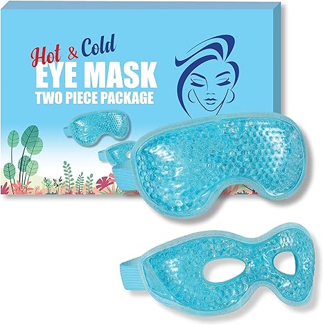 Cold & Hot Eye Mask Cooling Eye Mask for Dry Eyes, Reusable Cold Eye Compress for Dark Circles, Eye Stress, Skin Care,Eye Therapy (2 PK Eye Mask)